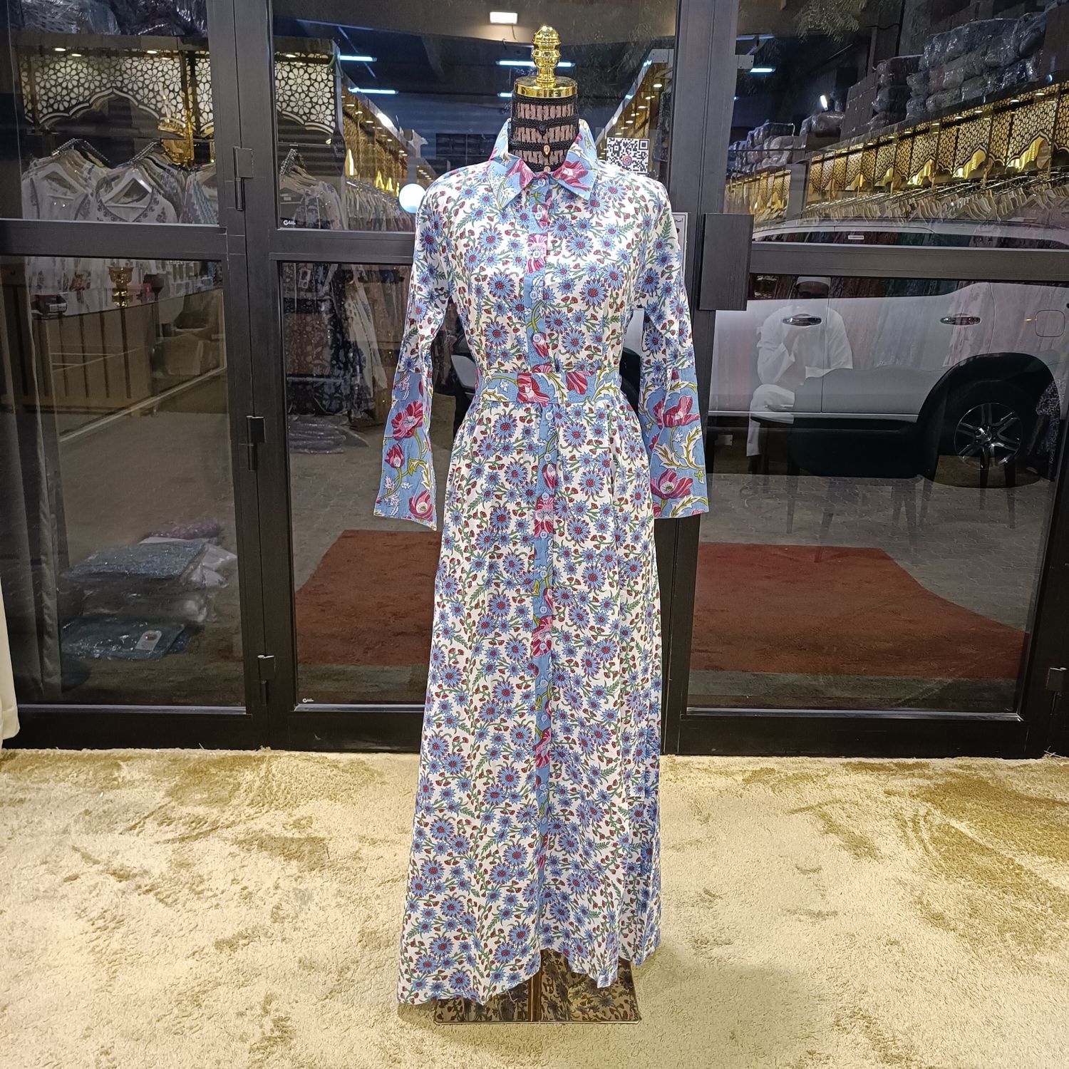 L/XL Tansy Printed Cotton Dress 57&quot; Long Jalabiya