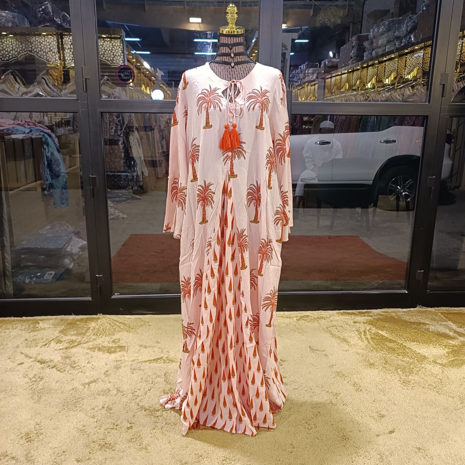 L/XL Nobila Printed Cotton Dress 57&quot; Long Jalabiya