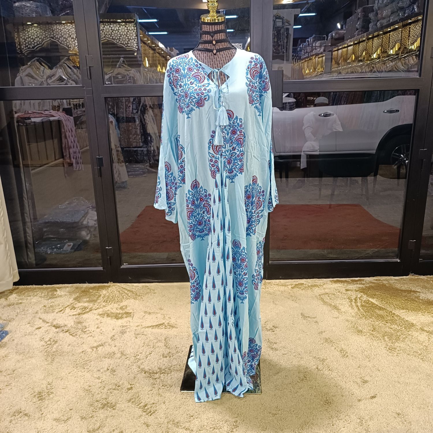 S/M Nobila Printed Cotton Dress 57&quot; Long Jalabiya