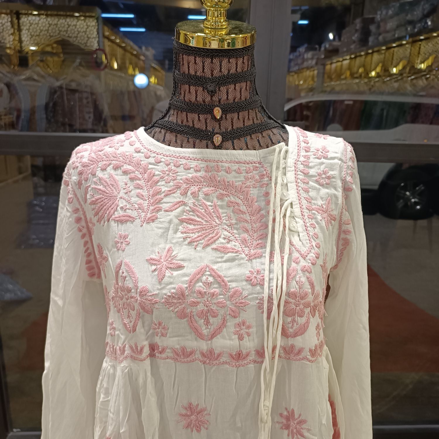 XS/S Cindrella Embroidery Cotton Dress 54&quot; Long Jalabiya