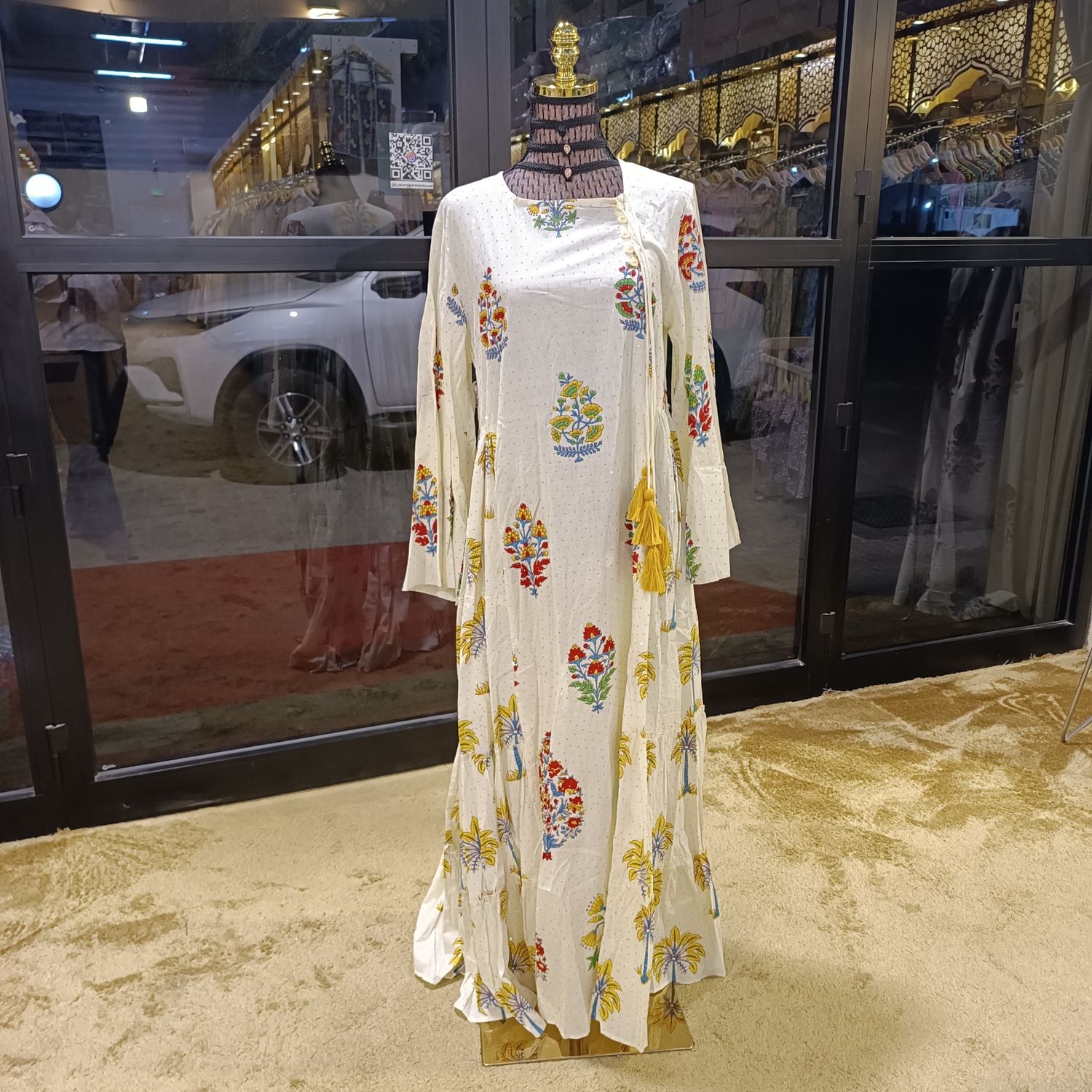 S/M Cindrella crystal  Cotton Dress 57&quot; Long Jalabiya