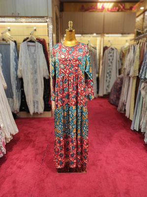L/XL  Juhi Silk Crystal Printed  Dress 57&quot; Long Jalabiya