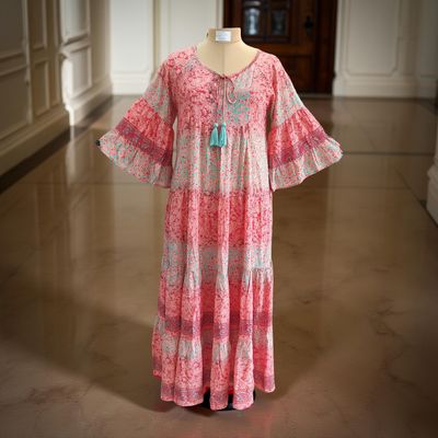 S/M Gaby Silk Crystal  Long Dress 57&quot; Long Jalabiya