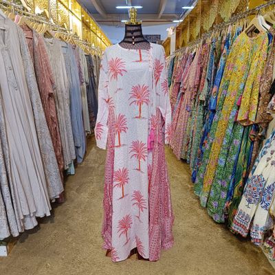 2XL/3XL Cindrella Crystal White Cotton Dress 58&quot; Long Jalabiya