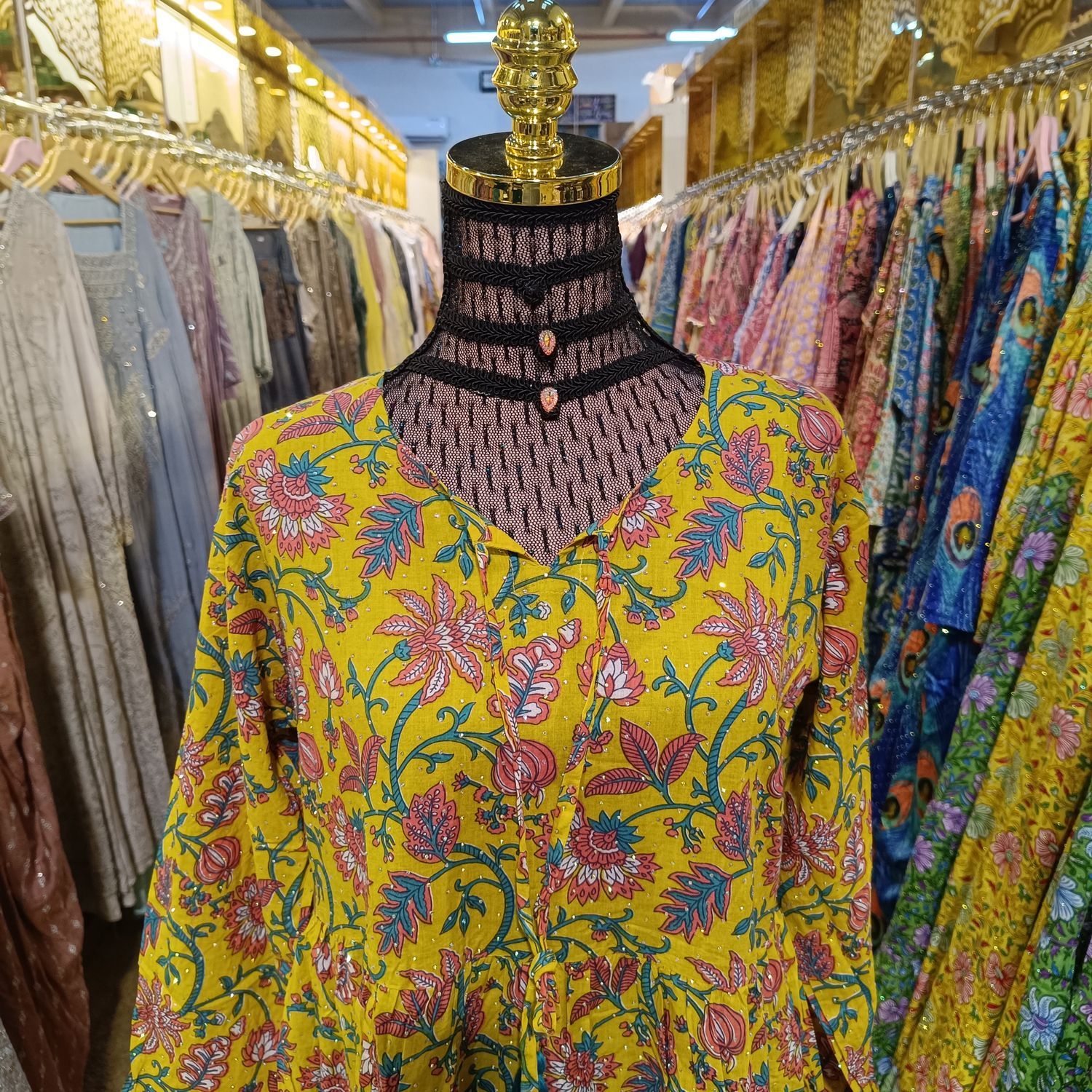 S/M Razia Crystal Cotton  Dress 57&quot; Long Jalabiya