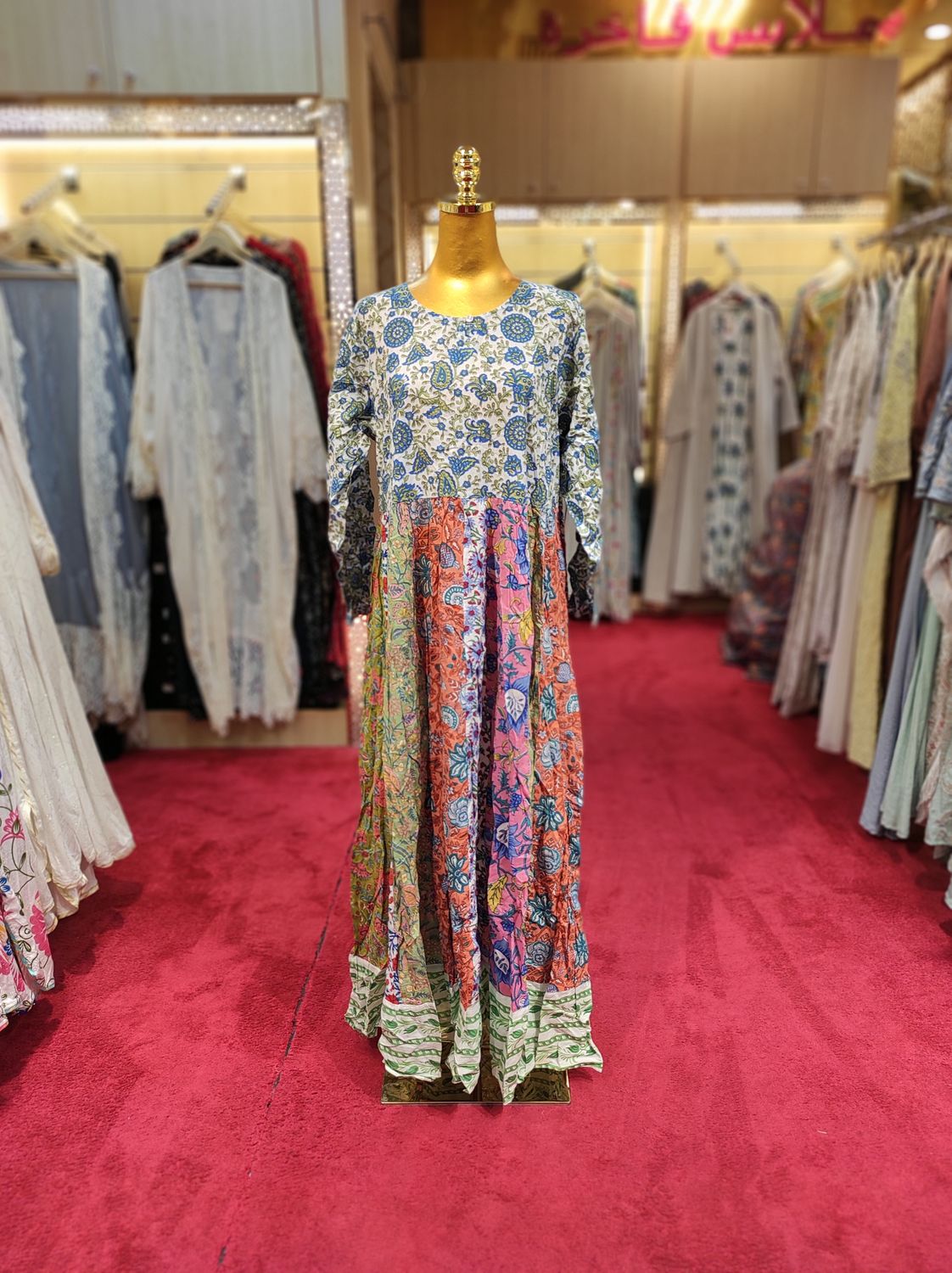 L/XL Special Multi Printed Cotton Dress 57&quot; Long Jalabiya