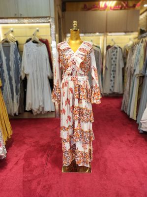 2XL/3XL Sabah Printed Cotton Dress 57&quot; Long Jalabiya