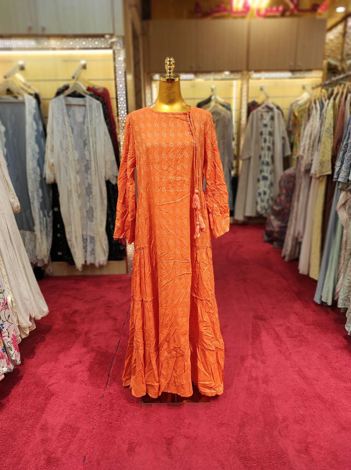 S/M Cindrella Printed Cotton Dress 57&quot; Long Jalabiya