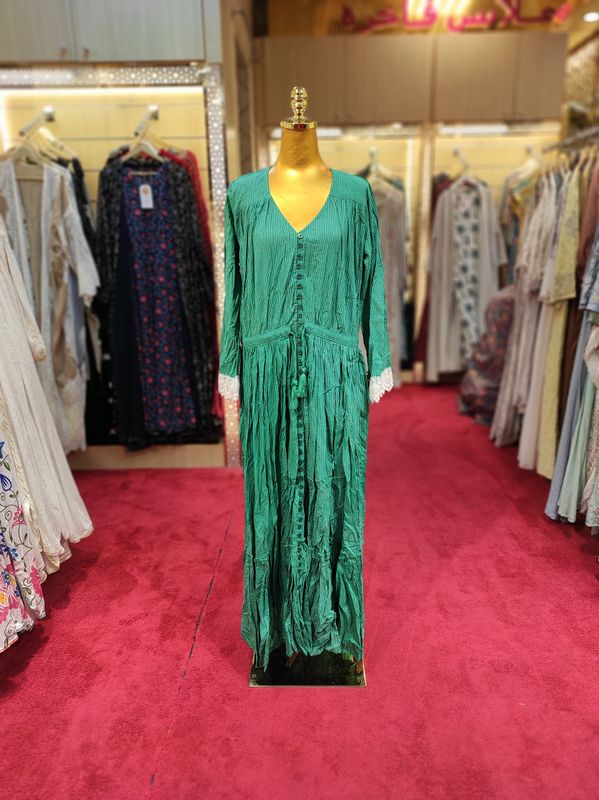 S/M Ari Printed Cotton Dress 57&quot; Long Jalabiya