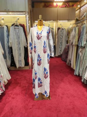 L/XL Sparrow Crystal White Cotton Dress 57&quot; Long Jalabiya