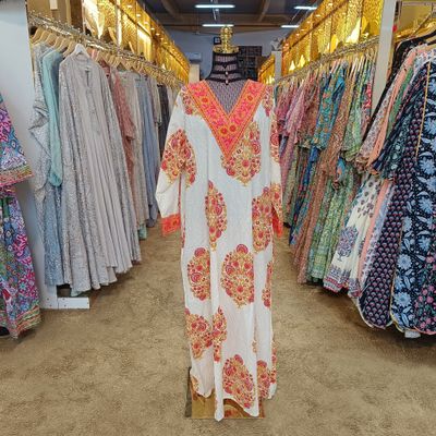 Leila 2XL/3XL Hand Printed cotton jalabiya