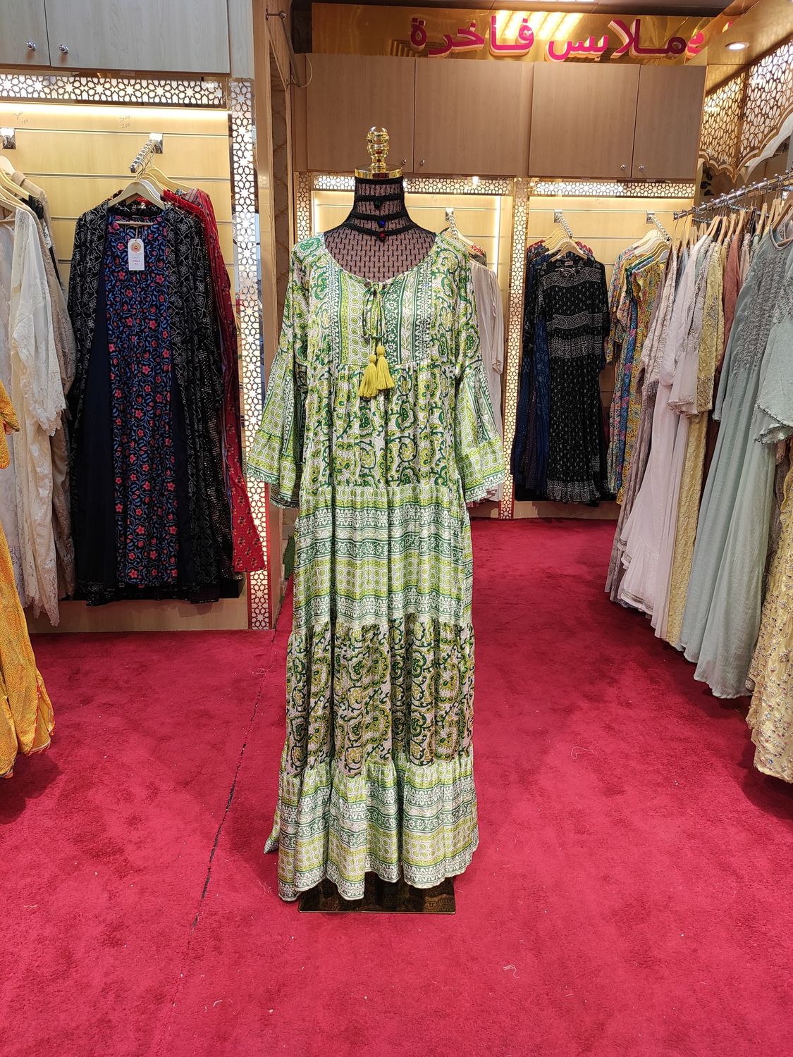 L/XL Gaby Silk Crystal  Long Dress 57&quot; Long Jalabiya