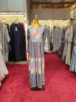 L/XL juhi Crystal Printed Cotton Dress 57&quot; Long Jalabiya