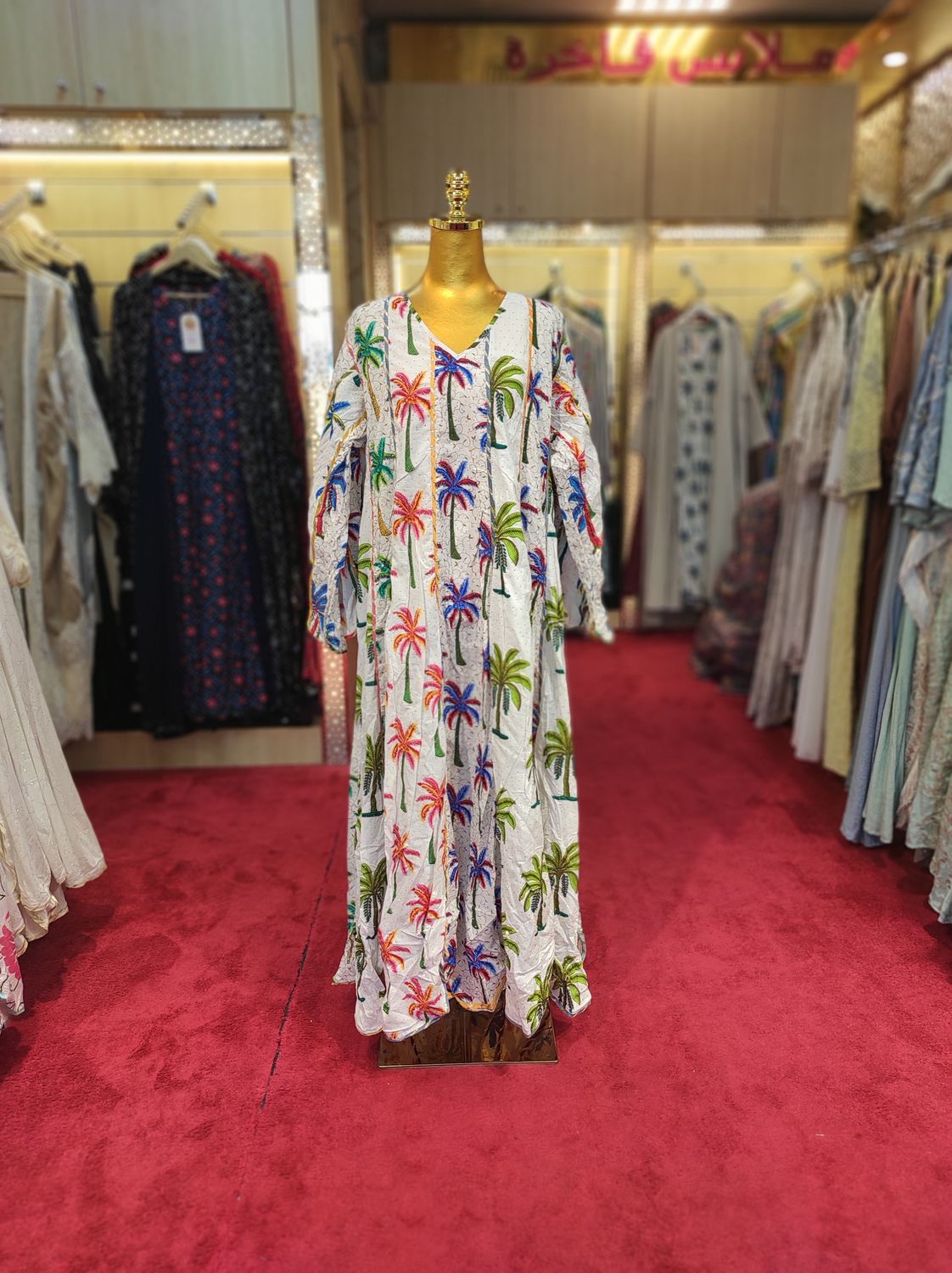 L/XL   Meher Crystal White Cotton Dress 57&quot; Long Jalabiya