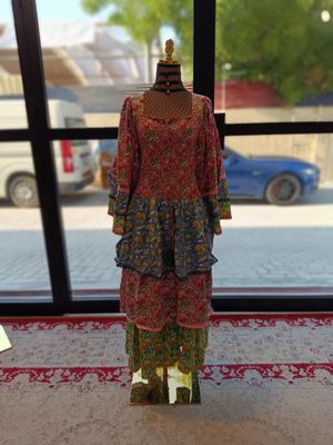 2XL/3XL   Crystal Rahima Multi Printed Cotton  Dress 57&quot; Long Jalabiya