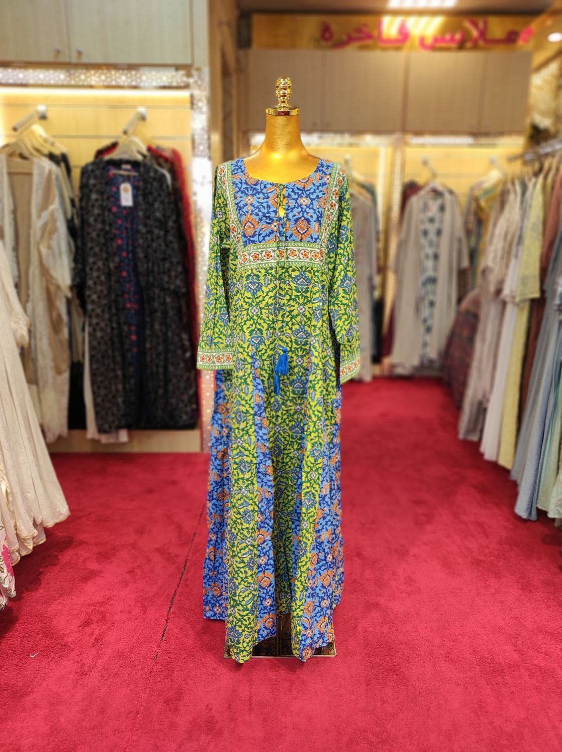 L/XL Anaya Crystal  Printed Cotton Dress 57&quot; Long Jalabiya