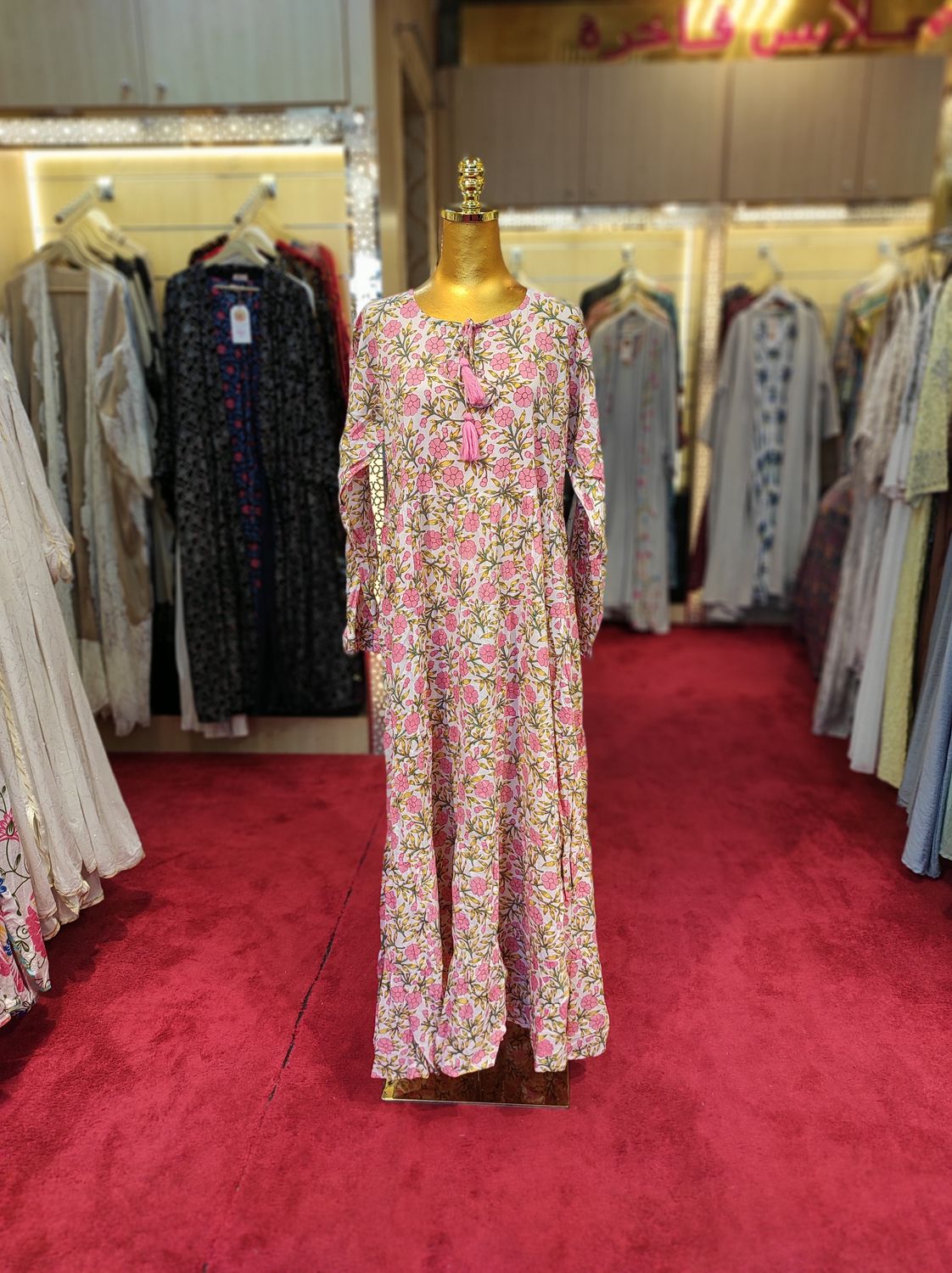 L/XL Razia Printed Cotton Dress 57&quot; Jalabiya