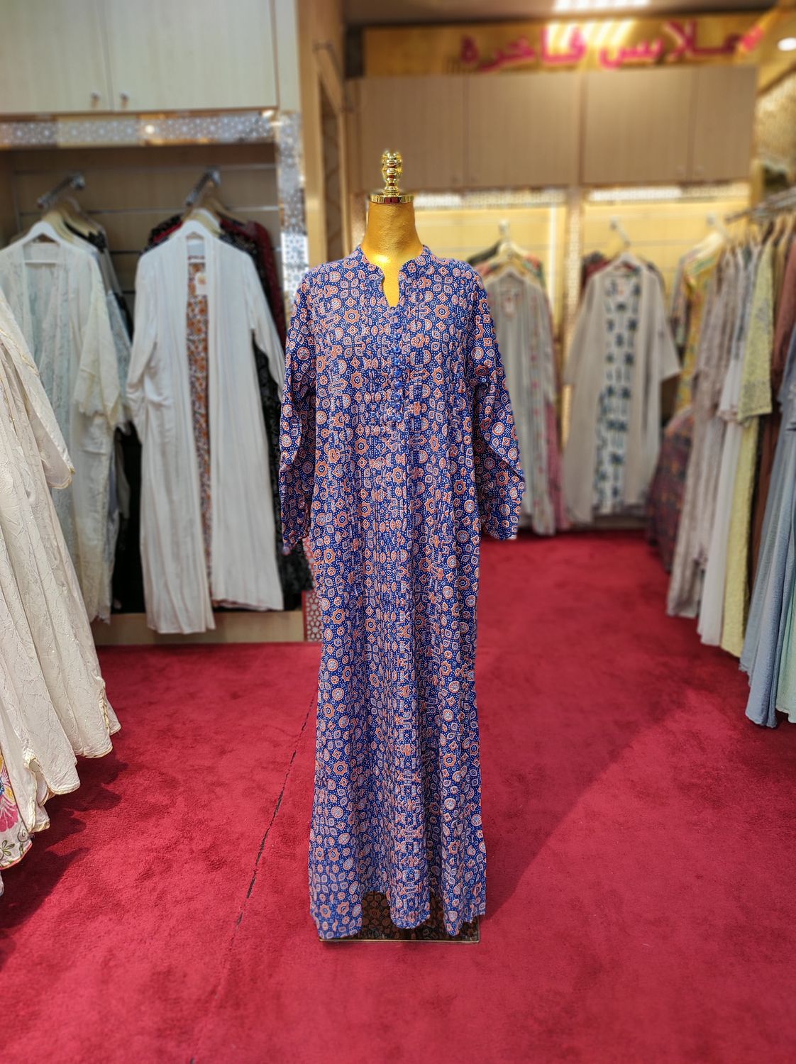 L/XL Delbar Printed Cotton Dress 57&#39;&#39; Long Jalabiya
