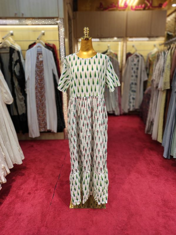 L/XL Special Multi Printed Cotton Dress 57&quot; Long Jalabiya