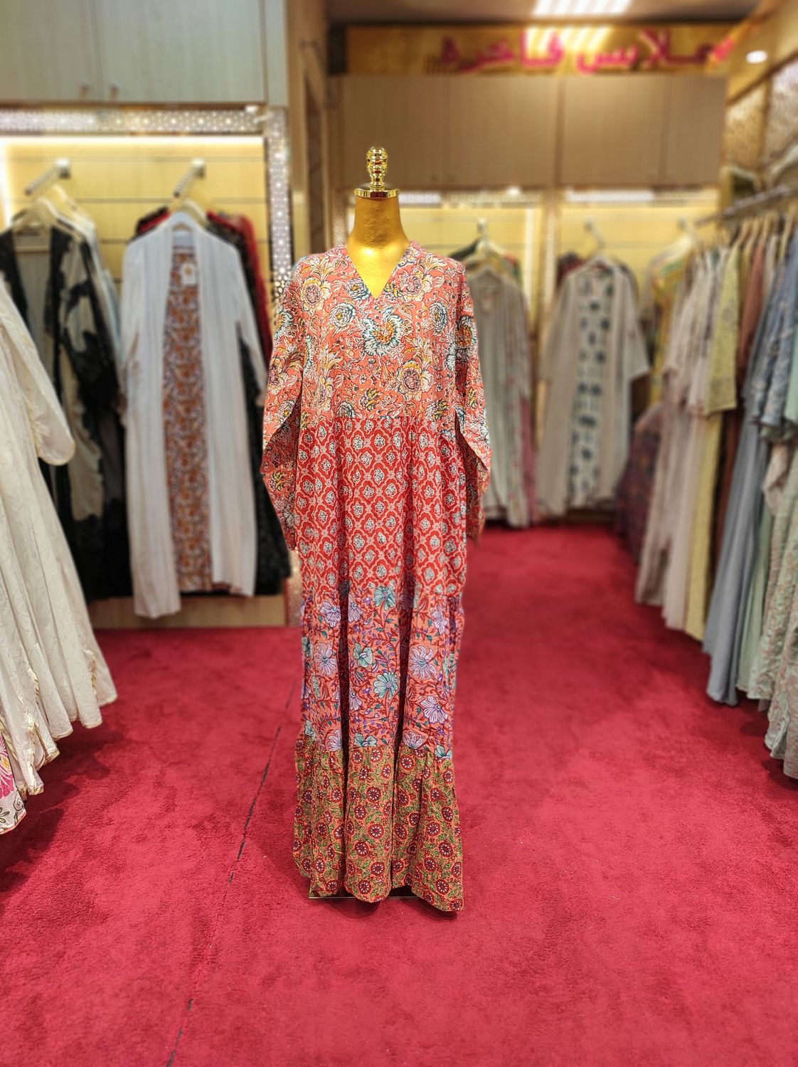 L/XL Maldives Printed Cotton Dress 57&quot; Long Jalabiya