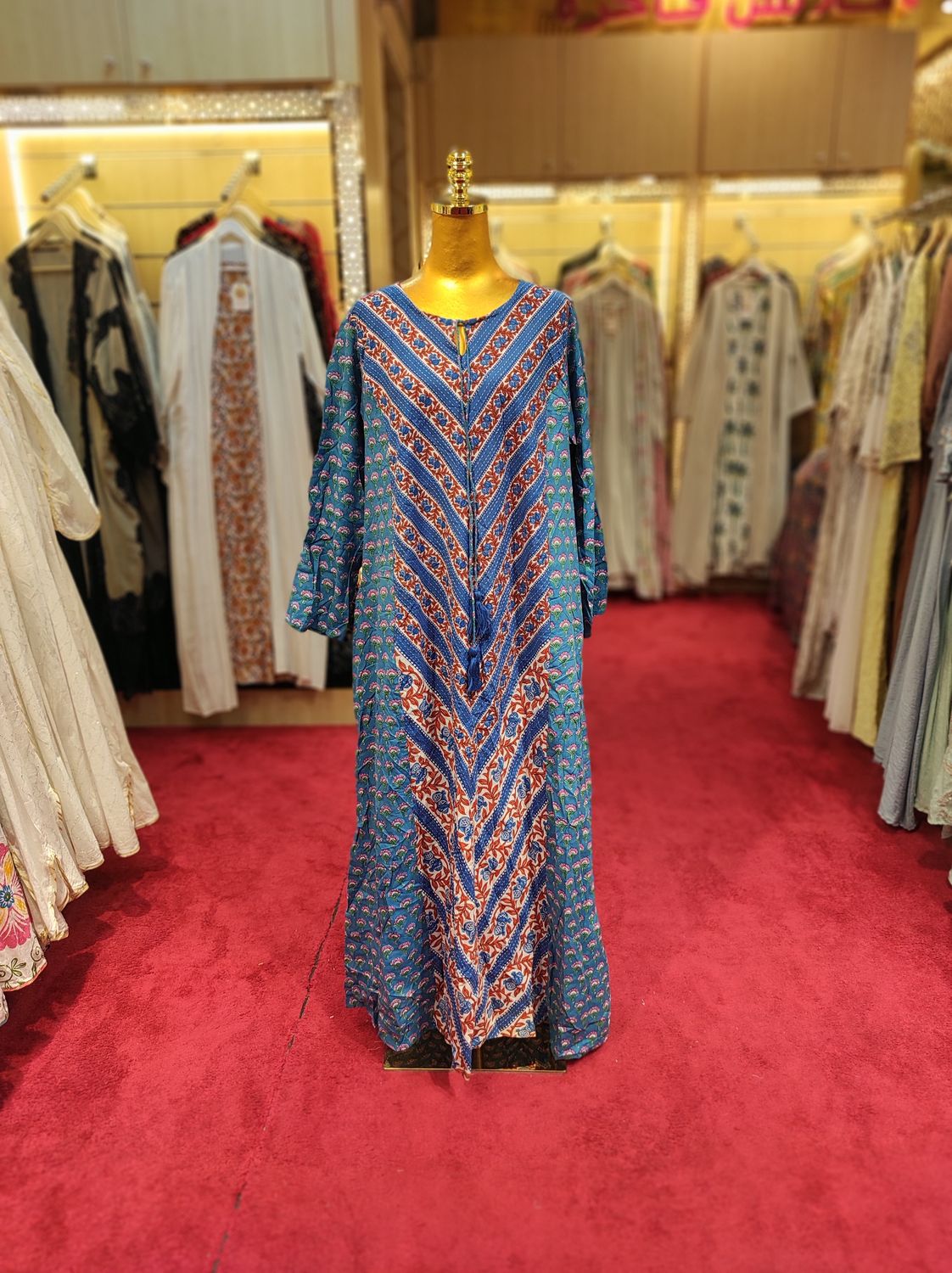 L/XL Special Multi Printed Cotton Dress 57&quot; Long Jalabiya
