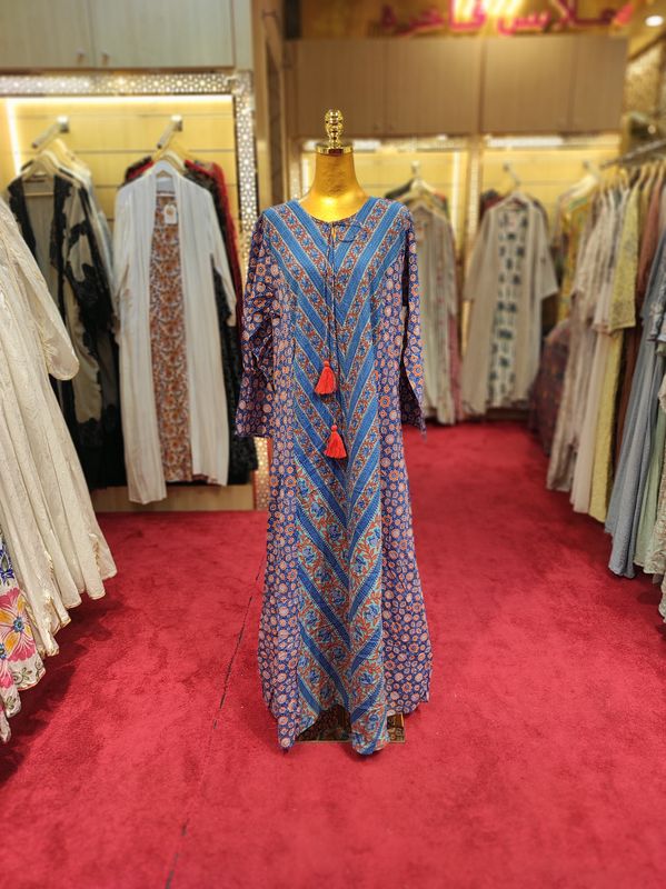 S/M Special Multi Printed Cotton Dress 57&quot; Long Jalabiya