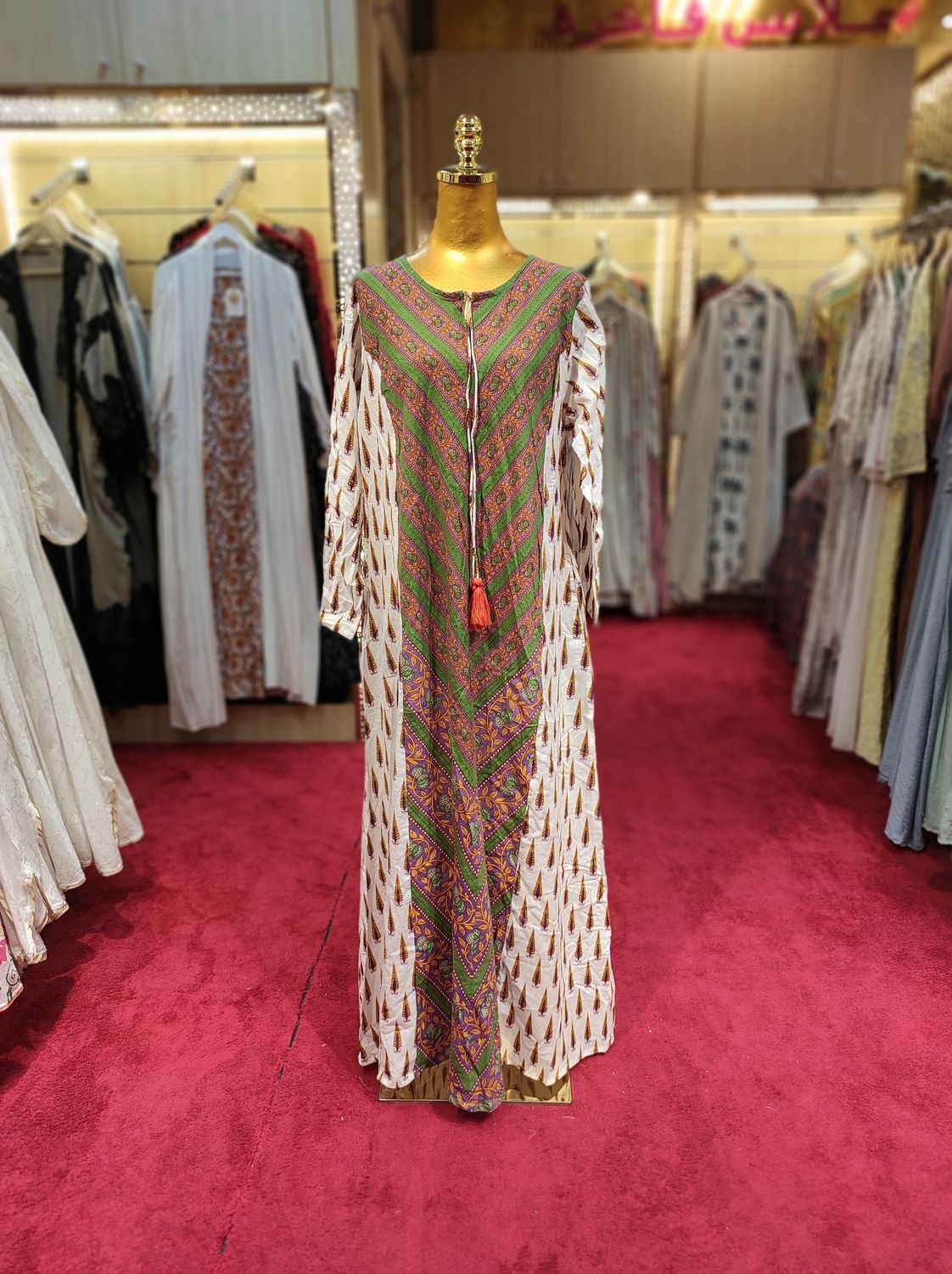 L/XL Special Multi Printed Cotton Dress 57&quot; Long Jalabiya