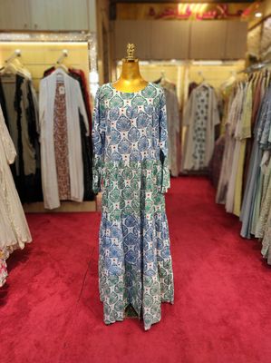 L/XL Moon Printed Cotton Dress 57&quot; Long Jalabiya