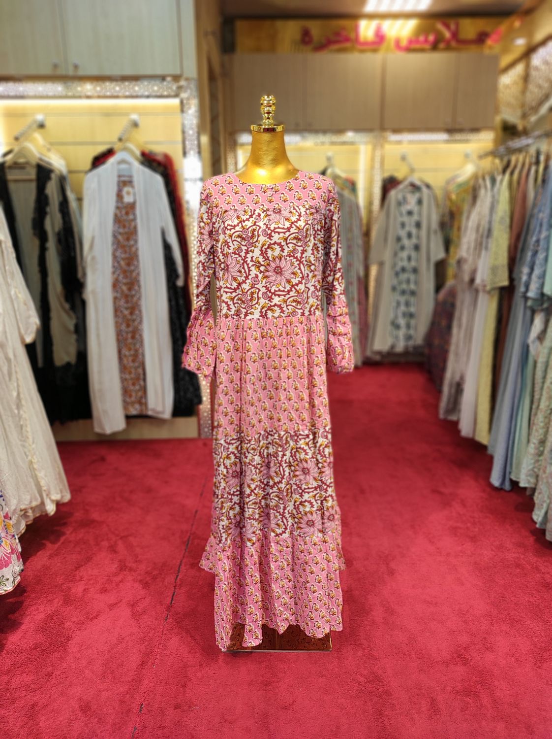 S/M Moon Printed Cotton Dress 57&quot; Long Jalabiya