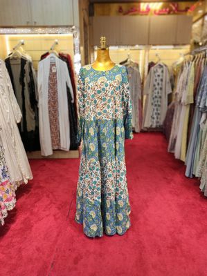 XS/S Moon Printed Cotton Dress 54&quot; Long Jalabiya
