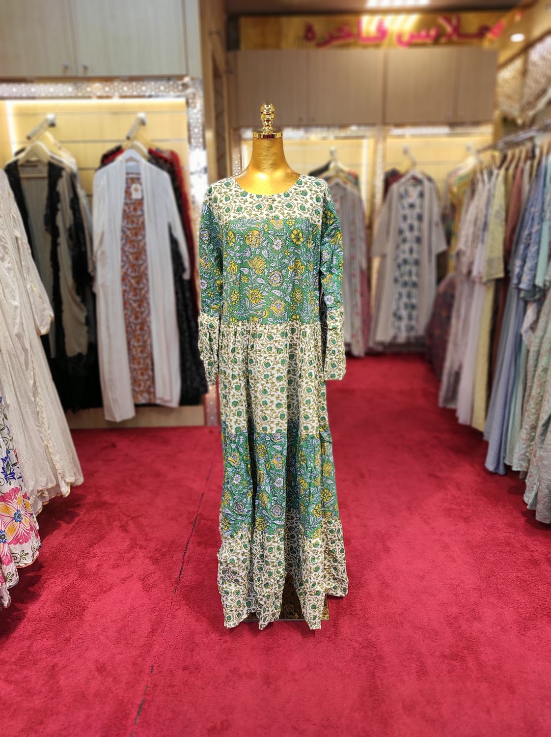 L/XL Moon Printed Cotton Dress 57&quot; Long Jalabiya