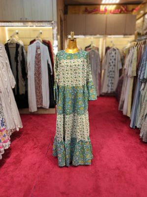 S/M Moon Printed Cotton Dress 57&quot; Long Jalabiya