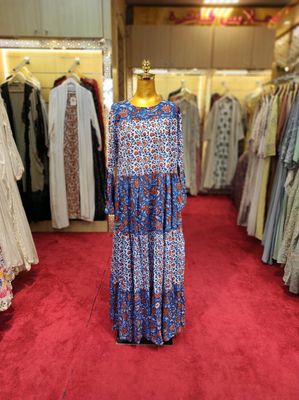 L/XL Moon Printed Cotton Dress 57&quot; Long Jalabiya