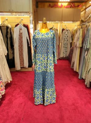 L/XL Moon Printed Cotton Dress 57&quot; Long Jalabiya