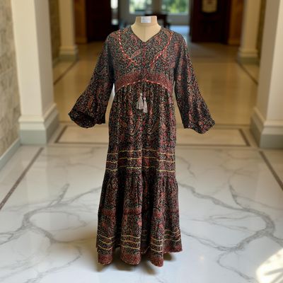 L/XL Adeeba Crystal Silk Dress 57&quot; Long Jalabiya