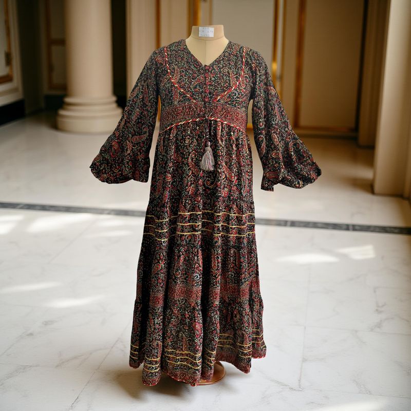 XS/S Adeeba Crystal Silk Dress 54&quot; Long Jalabiya