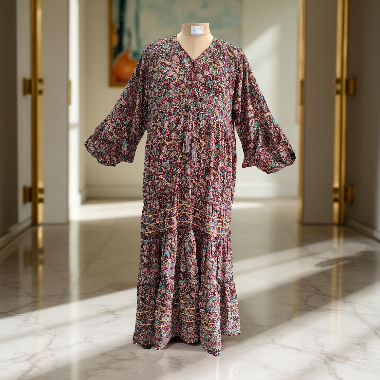 2XL/3XL Adeeba Crystal Silk Dress 57&quot; Long Jalabiya