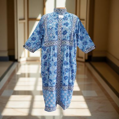 10-11 Year Faryat Printed Cotton  Dress 46&quot; Long Jalabiya