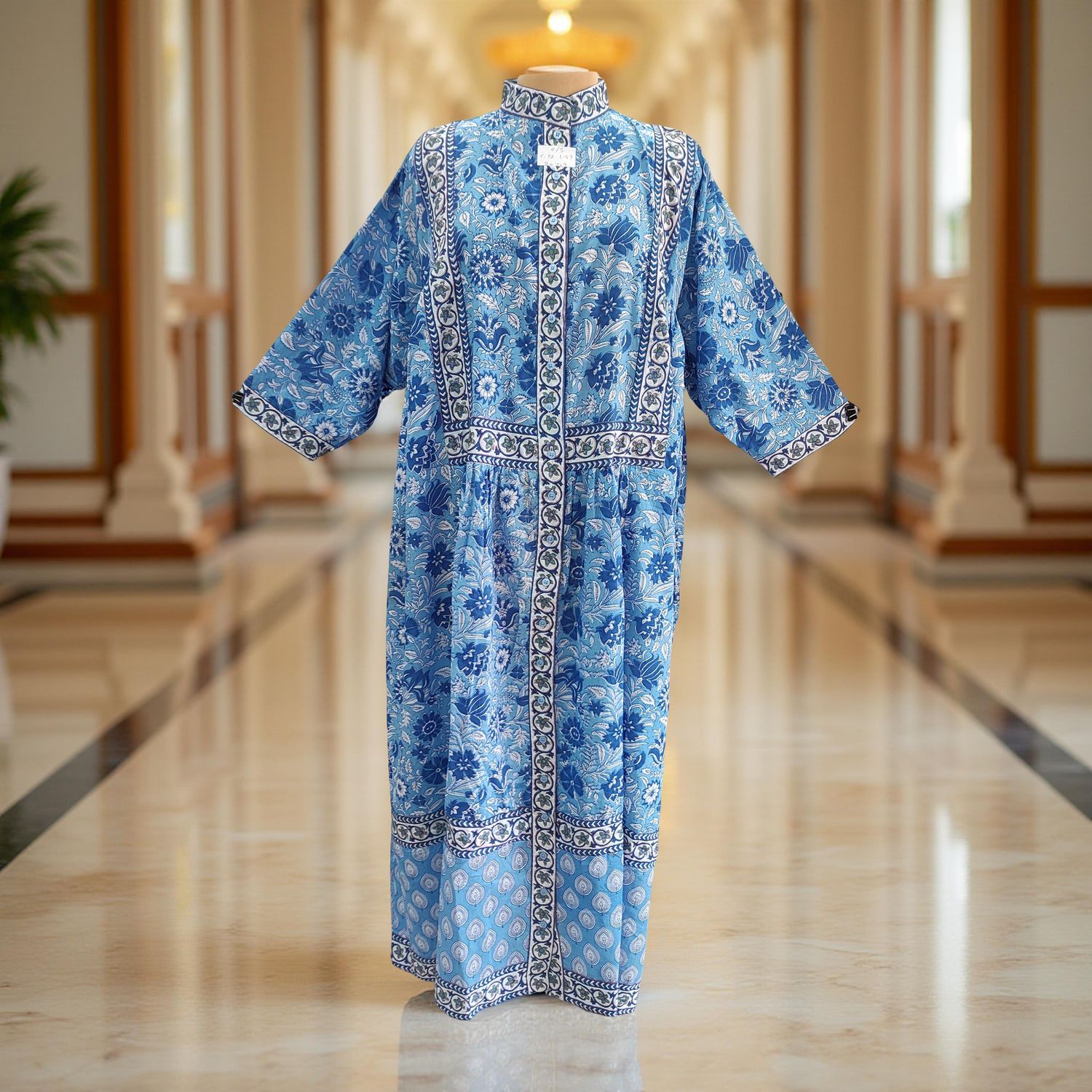 Free Size Faryat Printed Cotton  Dress 57&quot; Long Jalabiya