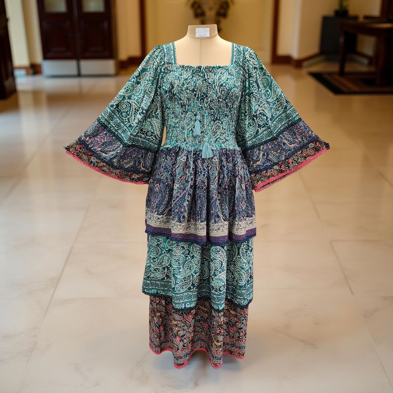 L/XL Rahima Silk Crystal  Dress 57&quot; Long Jalabiya