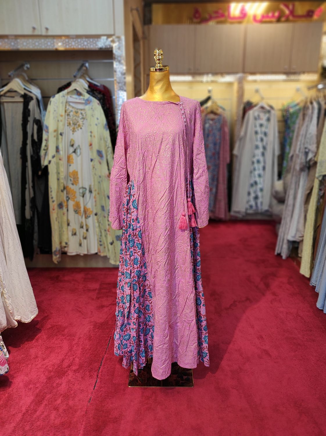 L/XL Cindrella Printed Cotton Dress 57&quot; Long Jalabiya