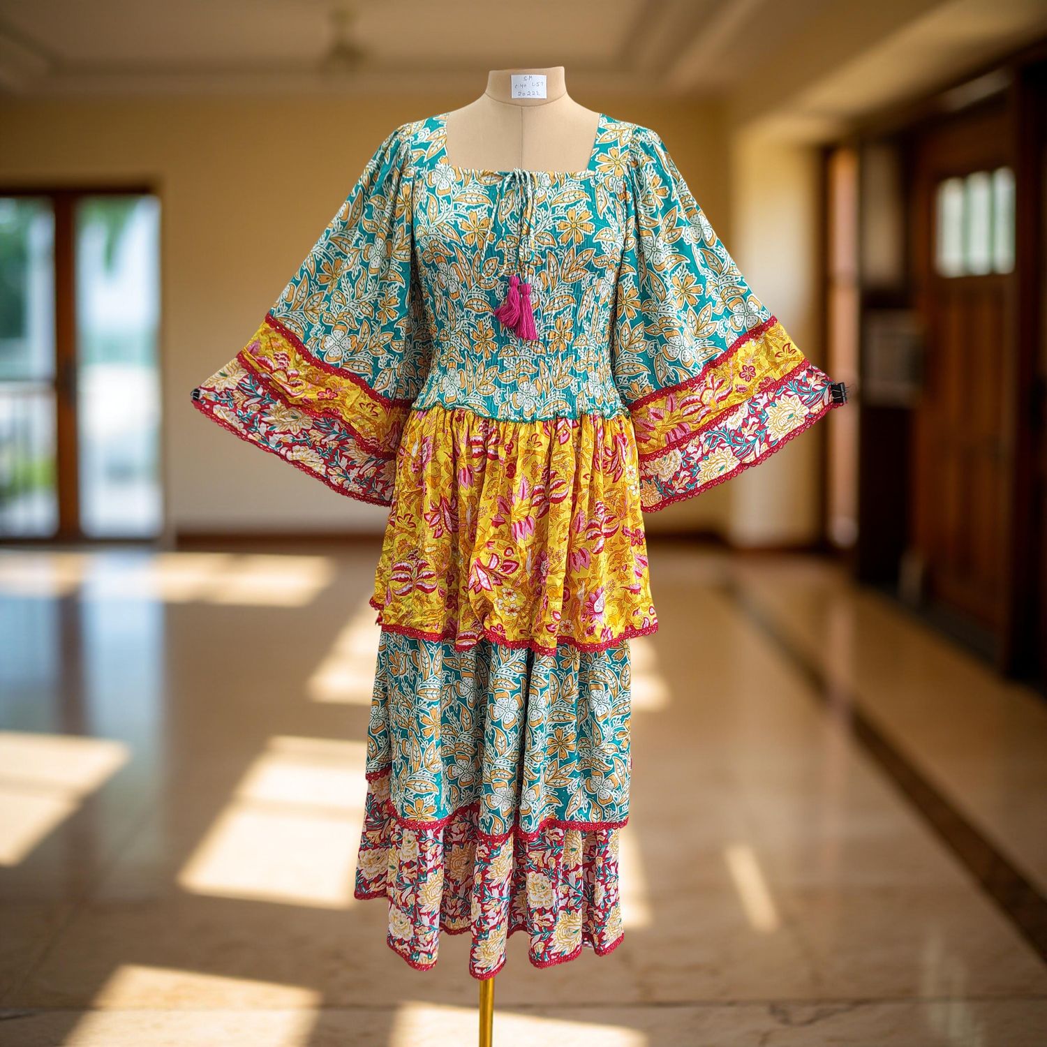 S/M Rahima Satin Crystal  Dress 57&quot; Long Jalabiya