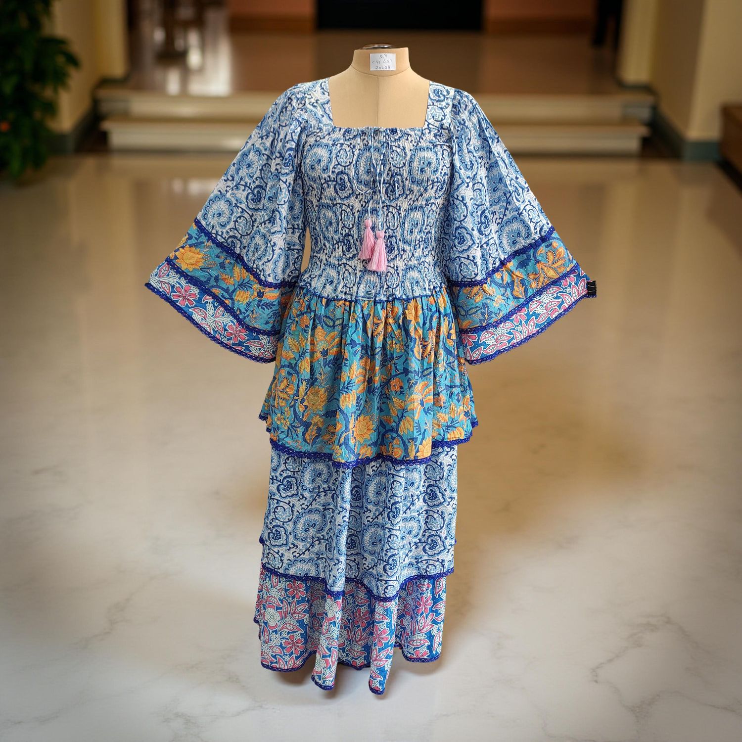 S/M Rahima Satin Crystal  Dress 57&quot; Long Jalabiya