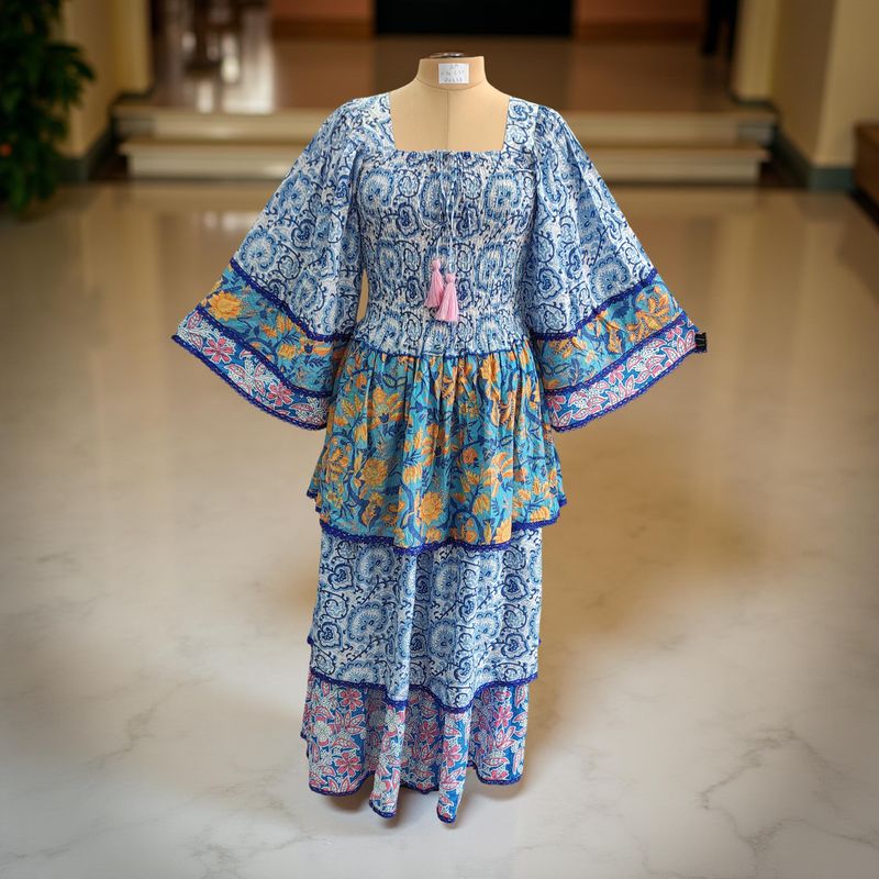 S/M Rahima Satin Crystal  Dress 57&quot; Long Jalabiya