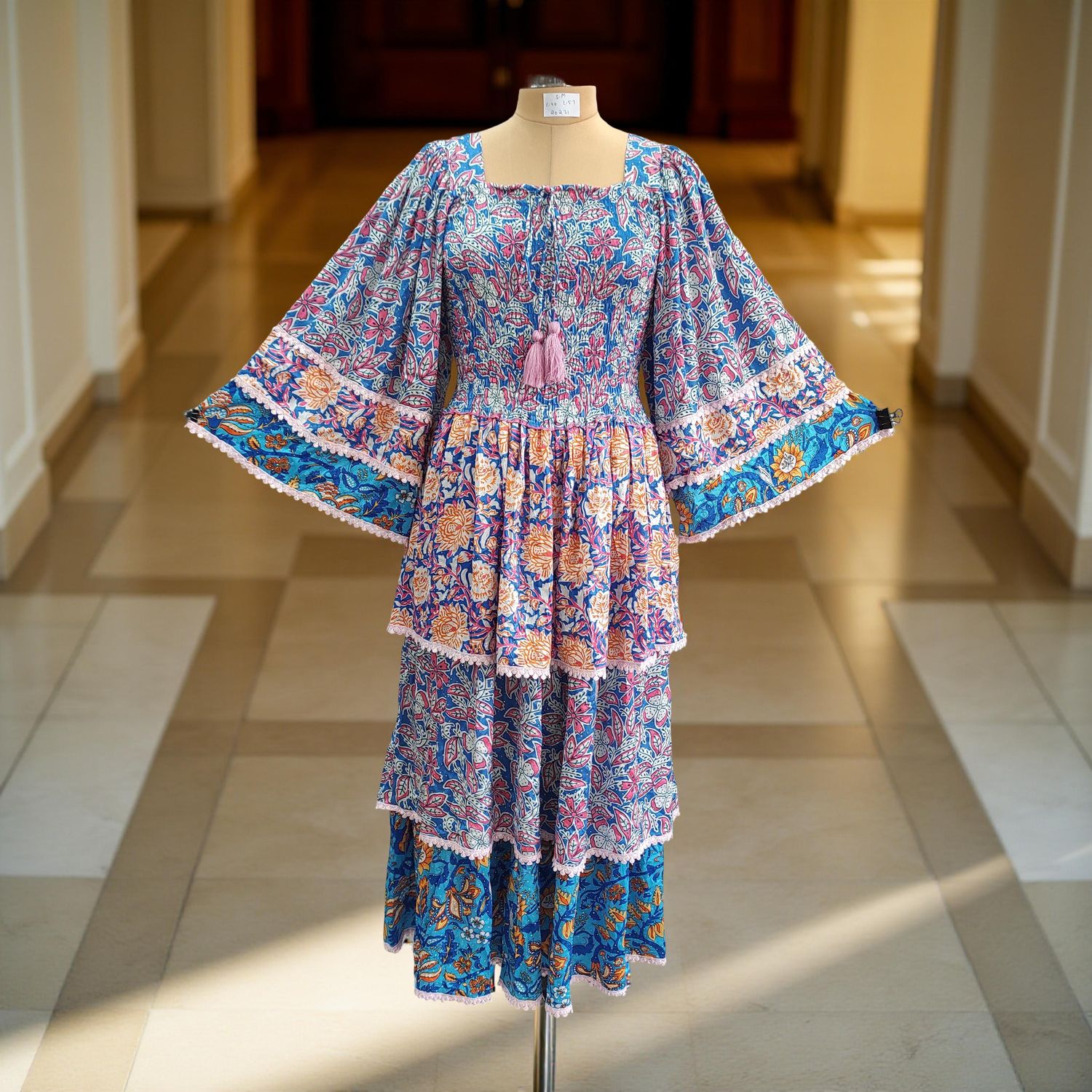 S/M Rahima Satin Crystal  Dress 57&quot; Long Jalabiya
