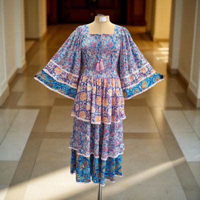 S/M Rahima Satin Crystal  Dress 57&quot; Long Jalabiya