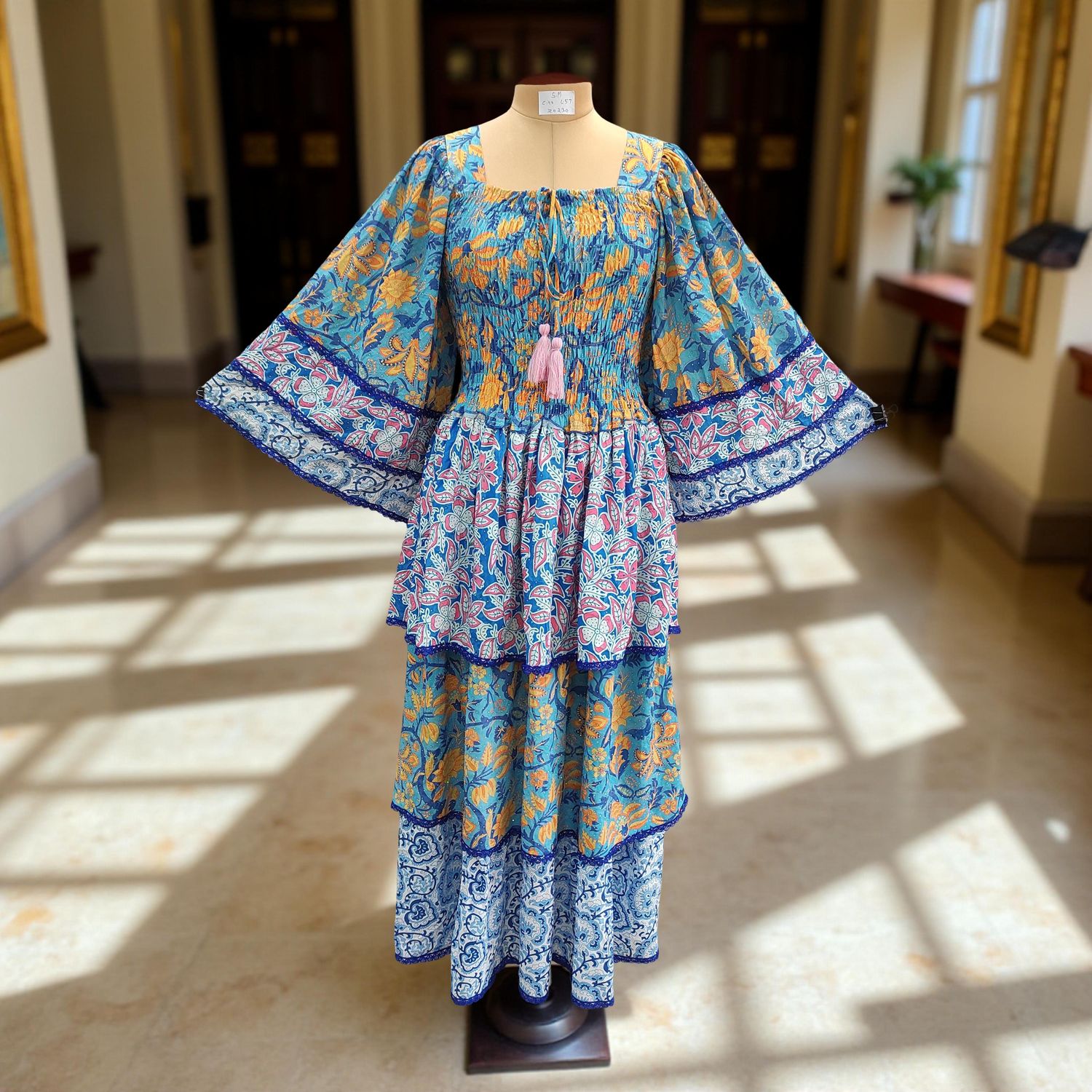 S/M Rahima Satin Crystal  Dress 57&quot; Long Jalabiya