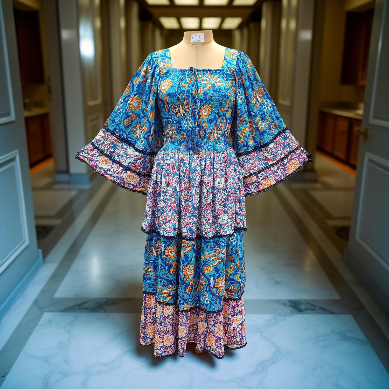 S/M Rahima Satin Crystal  Dress 57&quot; Long Jalabiya