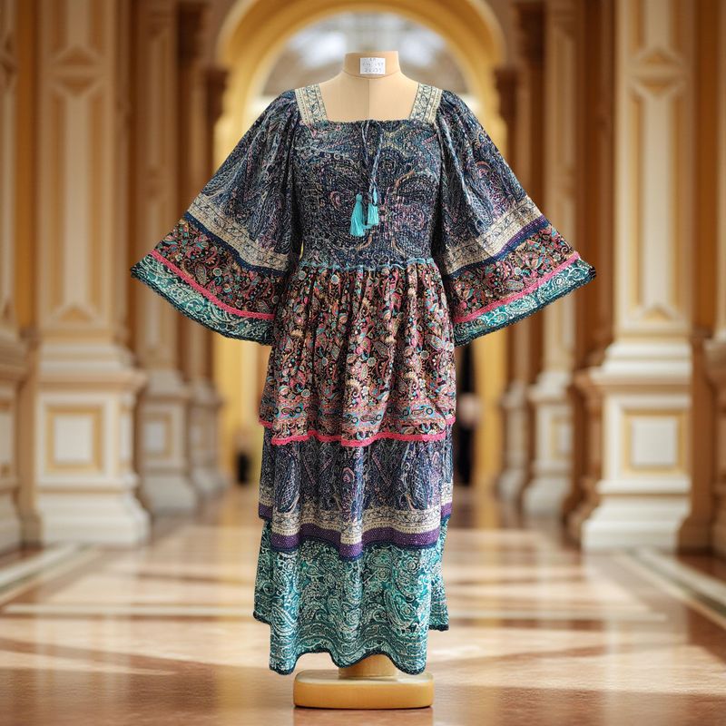 S/M Rahima Silk Crystal  Dress 57&quot; Long Jalabiya
