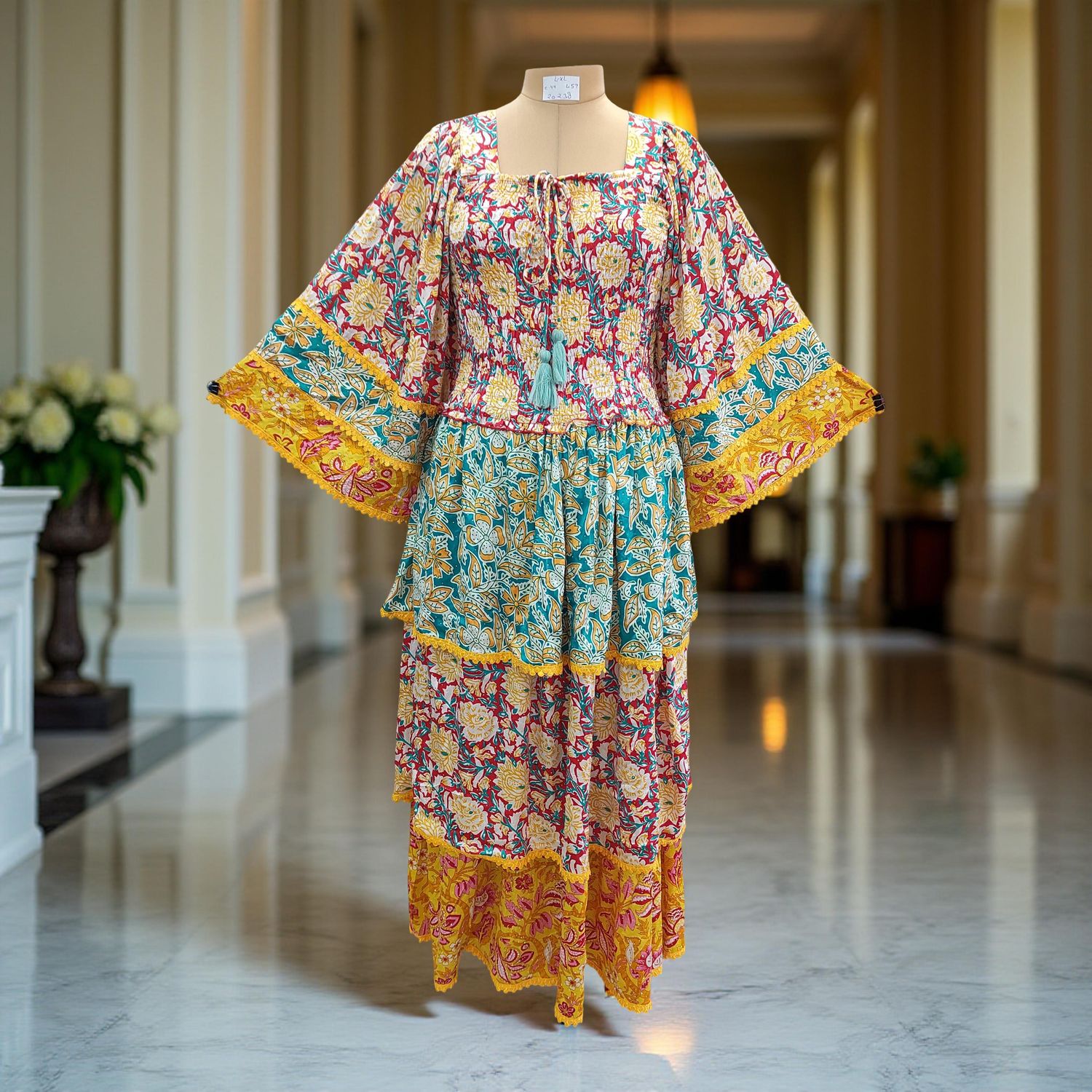 L/XL Rahima Satin Crystal  Dress 57&quot; Long Jalabiya